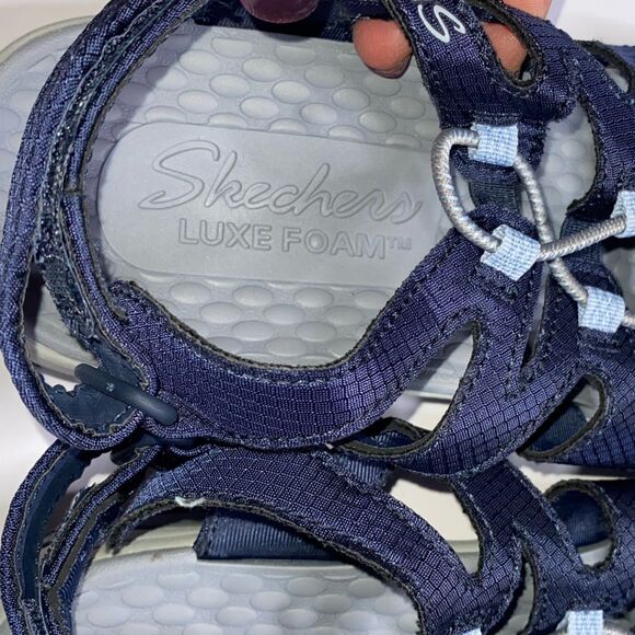 Skechers Luxe Women’s Navy Foam Sandals 11 Length - Picture 5 of 14
